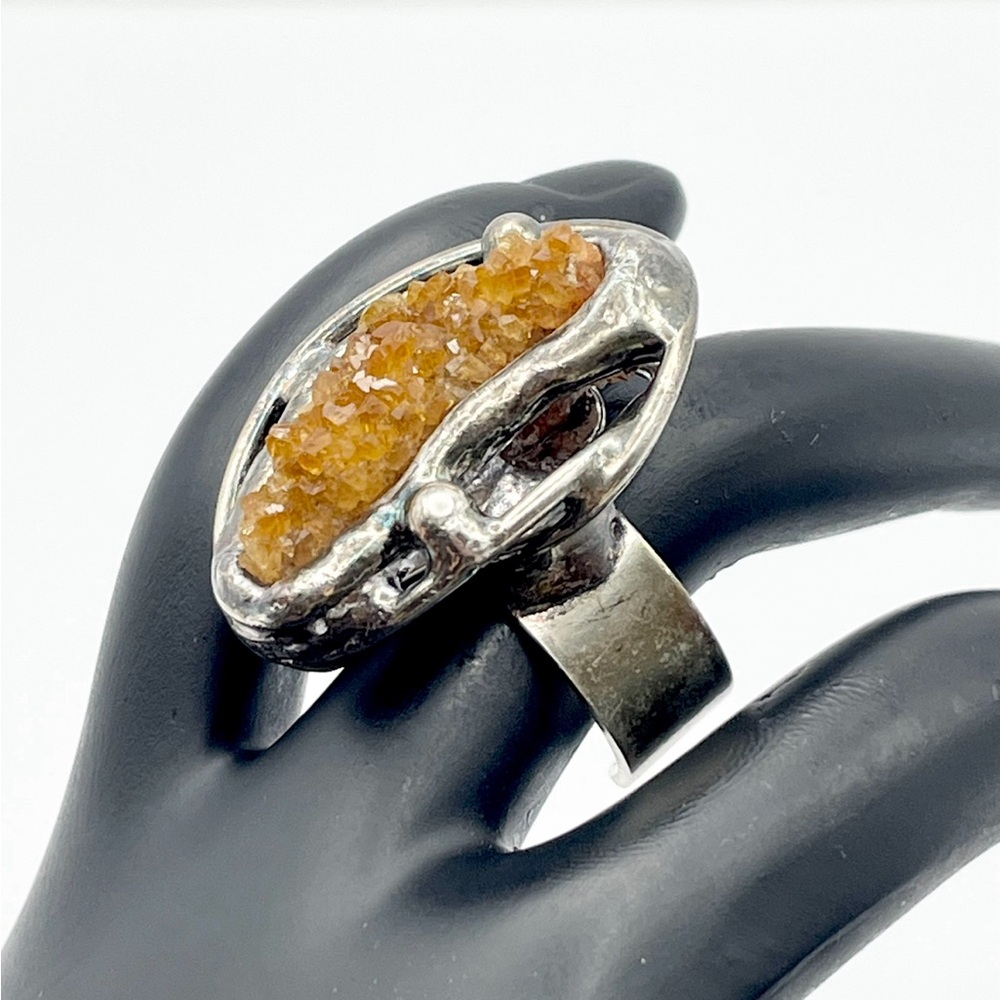 SmykkeSmeden Denmark Ring - Citrine Quartz Silver Brutalist Huge Statement